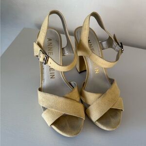 Anne Klein Women's Butter Yellow Cross-Strap Heels
